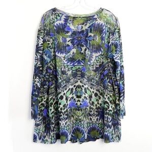 NWOT FUZZI  mesh oversized tunic top mini dress S abstract animal print new